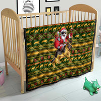 Awesome German Shepherd Dog Santa Claus Christmas Quilt Xmas Holiday Patterns - Wonder Print Shop