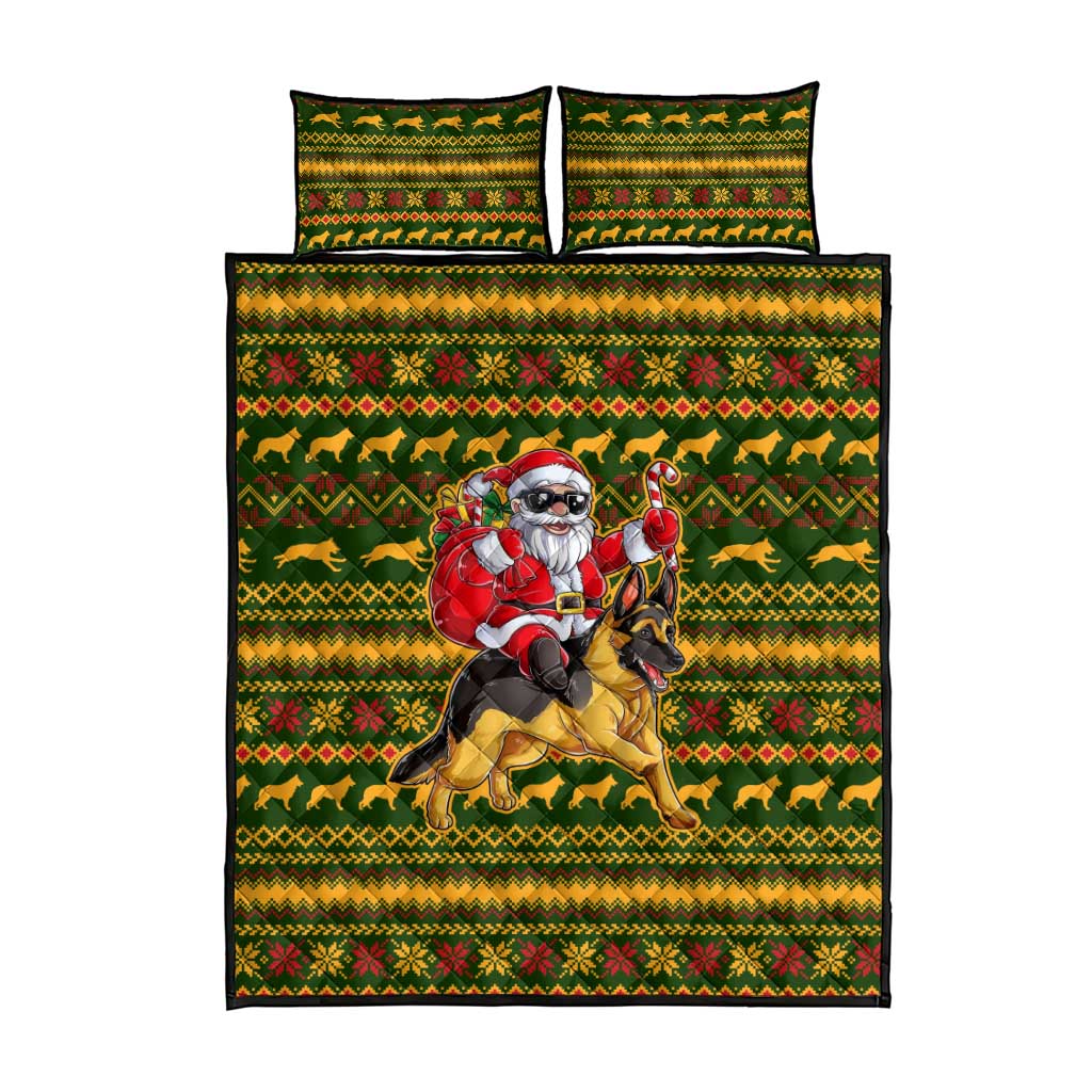 Awesome German Shepherd Dog Santa Claus Christmas Quilt Bed Set Xmas Holiday Patterns - Wonder Print Shop
