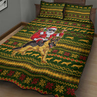 Awesome German Shepherd Dog Santa Claus Christmas Quilt Bed Set Xmas Holiday Patterns - Wonder Print Shop