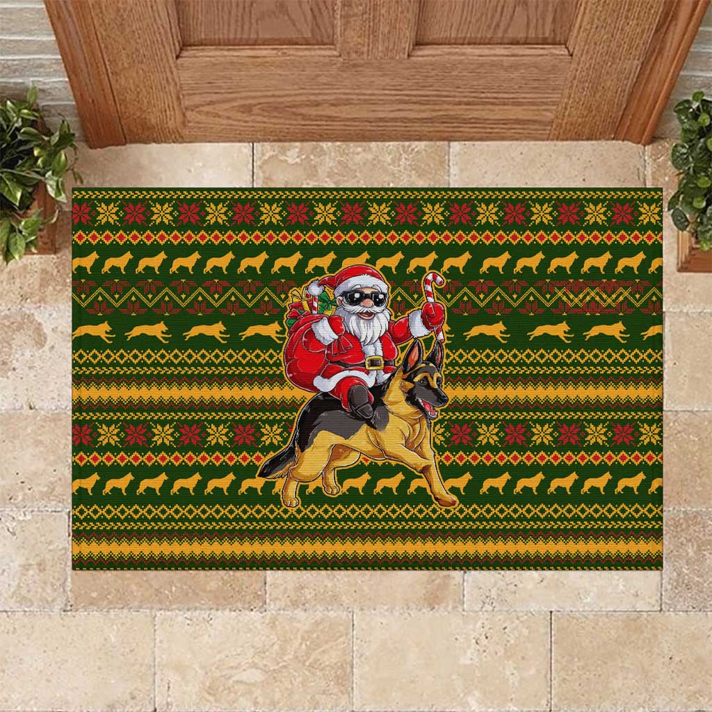 Awesome German Shepherd Dog Santa Claus Christmas Rubber Doormat Xmas Holiday Patterns - Wonder Print Shop