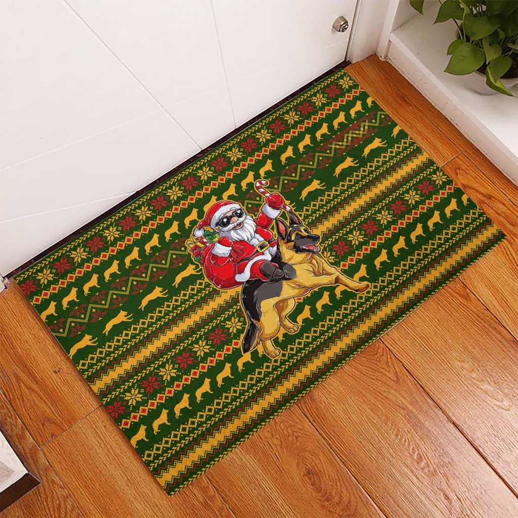Awesome German Shepherd Dog Santa Claus Christmas Rubber Doormat Xmas Holiday Patterns - Wonder Print Shop