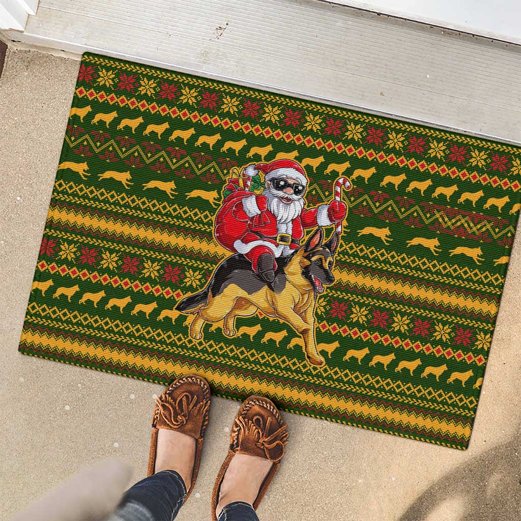 Awesome German Shepherd Dog Santa Claus Christmas Rubber Doormat Xmas Holiday Patterns - Wonder Print Shop