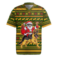 Awesome German Shepherd Dog Santa Claus Christmas Rugby Jersey Xmas Holiday Patterns - Wonder Print Shop