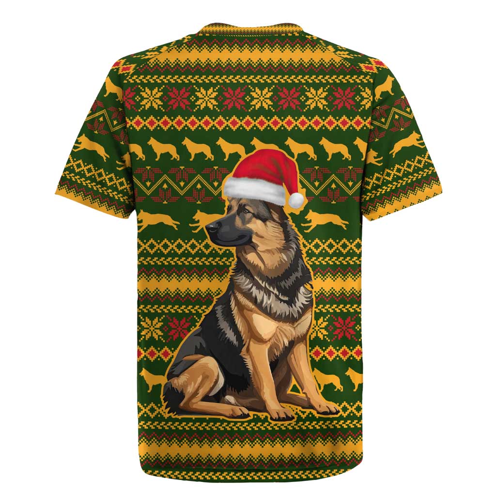 Awesome German Shepherd Dog Santa Claus Christmas Rugby Jersey Xmas Holiday Patterns - Wonder Print Shop