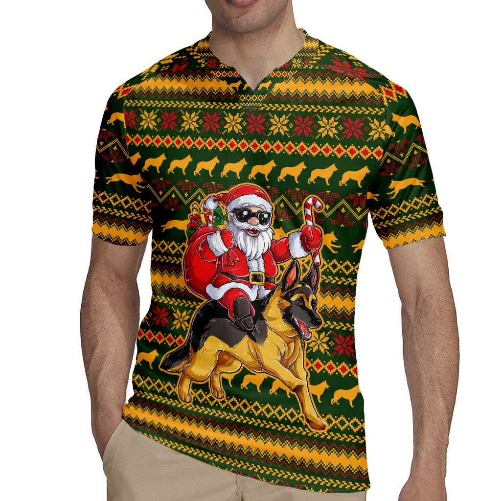 Awesome German Shepherd Dog Santa Claus Christmas Rugby Jersey Xmas Holiday Patterns - Wonder Print Shop
