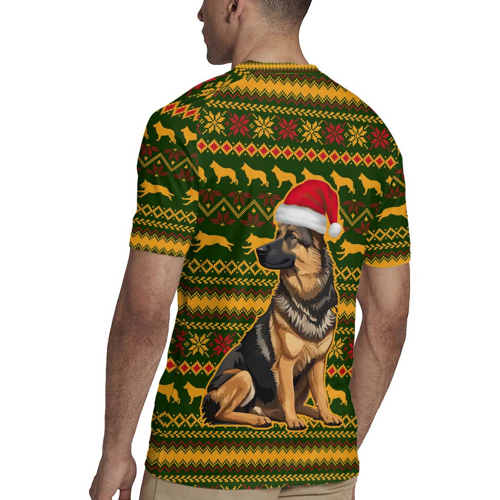 Awesome German Shepherd Dog Santa Claus Christmas Rugby Jersey Xmas Holiday Patterns - Wonder Print Shop