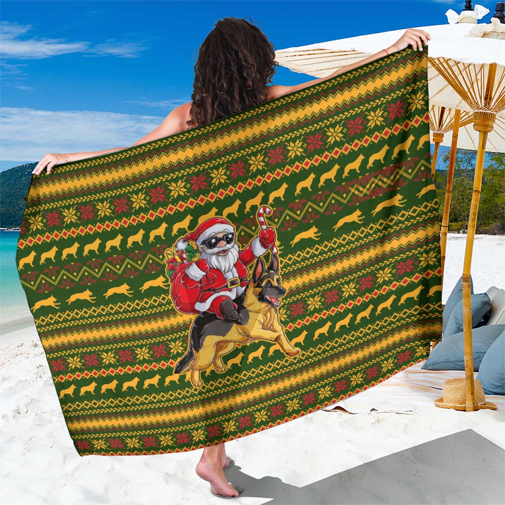 Awesome German Shepherd Dog Santa Claus Christmas Sarong Xmas Holiday Patterns - Wonder Print Shop