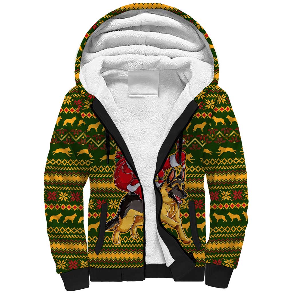 Awesome German Shepherd Dog Santa Claus Christmas Sherpa Hoodie Xmas Holiday Patterns - Wonder Print Shop
