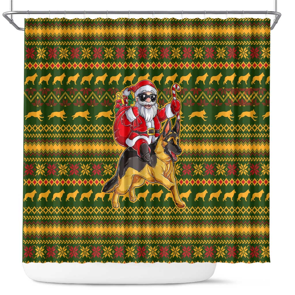 Awesome German Shepherd Dog Santa Claus Christmas Shower Curtain Xmas Holiday Patterns - Wonder Print Shop