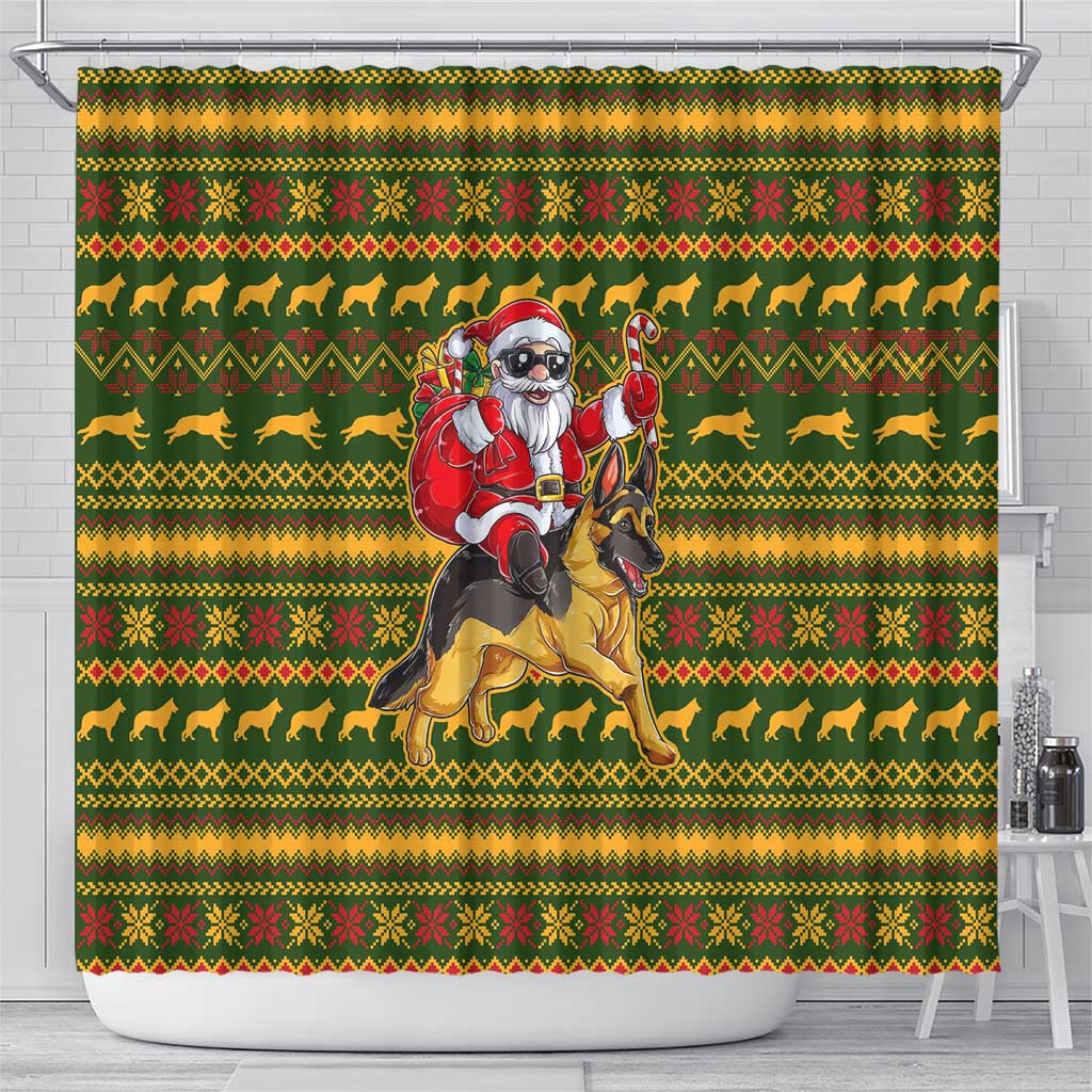 Awesome German Shepherd Dog Santa Claus Christmas Shower Curtain Xmas Holiday Patterns - Wonder Print Shop