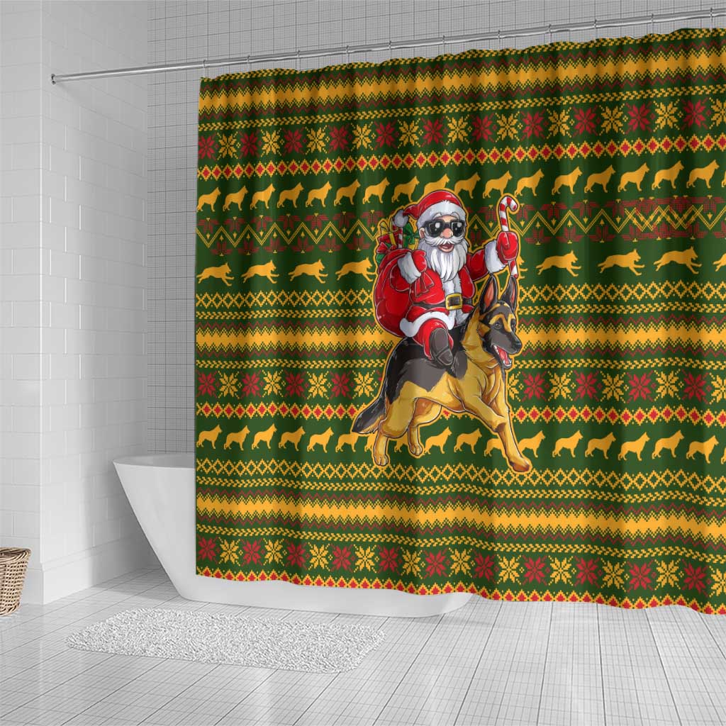 Awesome German Shepherd Dog Santa Claus Christmas Shower Curtain Xmas Holiday Patterns - Wonder Print Shop