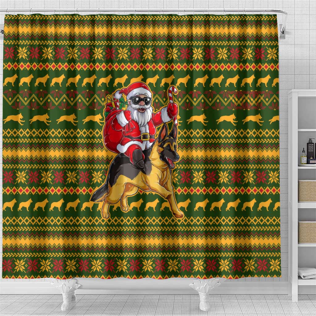 Awesome German Shepherd Dog Santa Claus Christmas Shower Curtain Xmas Holiday Patterns - Wonder Print Shop