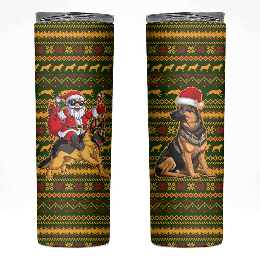 Awesome German Shepherd Dog Santa Claus Christmas Skinny Tumbler Xmas Holiday Patterns - Wonder Print Shop