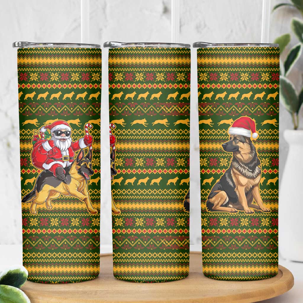 Awesome German Shepherd Dog Santa Claus Christmas Skinny Tumbler Xmas Holiday Patterns - Wonder Print Shop
