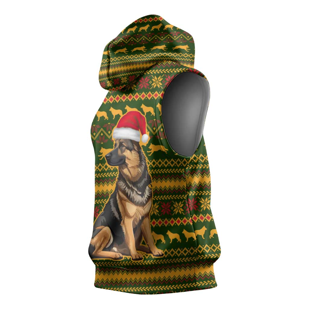 Awesome German Shepherd Dog Santa Claus Christmas Sleeveless Hoodie Xmas Holiday Patterns - Wonder Print Shop