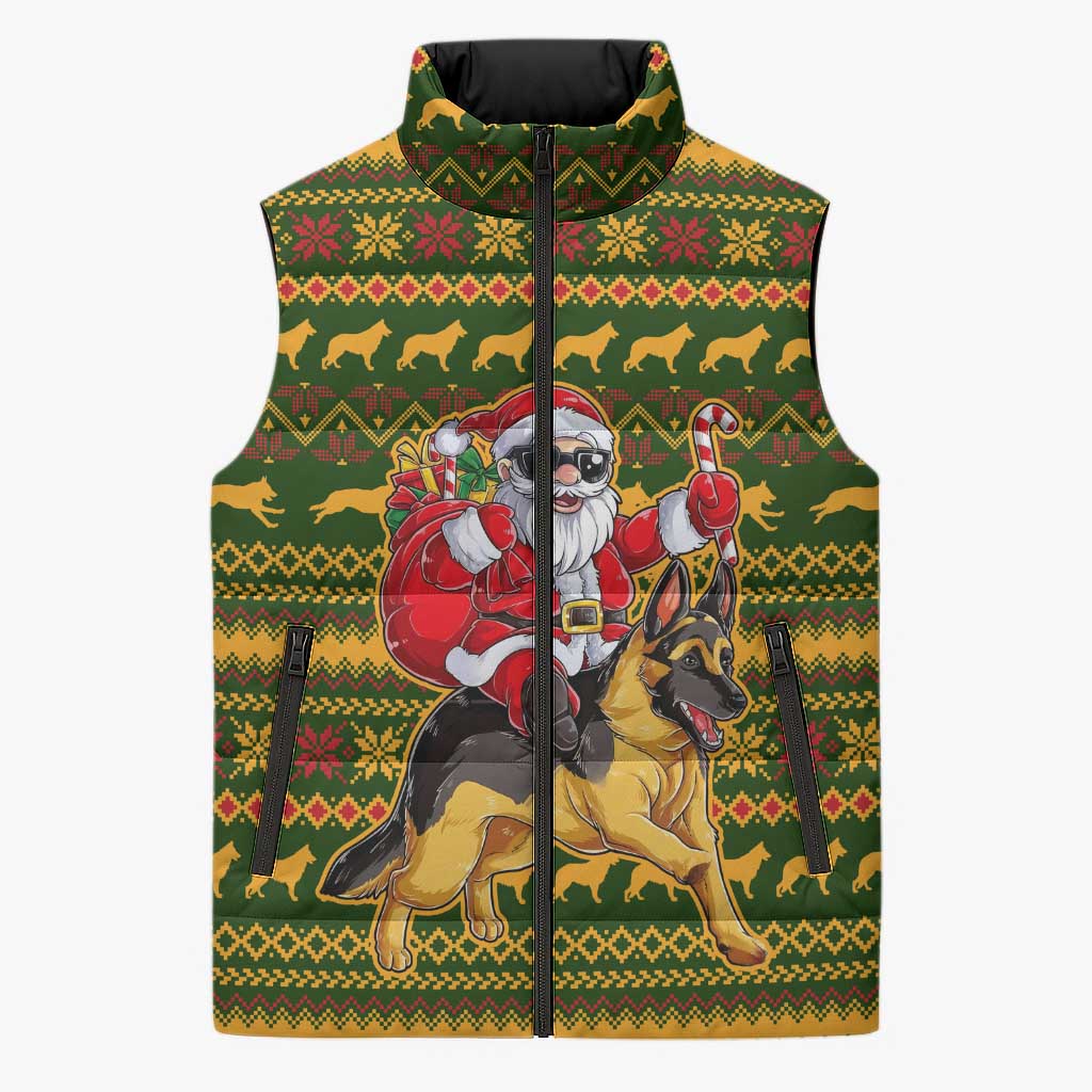 Awesome German Shepherd Dog Santa Claus Christmas Sleeveless Puffer Jacket Xmas Holiday Patterns - Wonder Print Shop