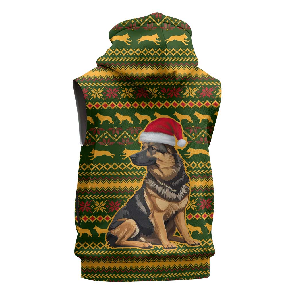 Awesome German Shepherd Dog Santa Claus Christmas Sleeveless Zip Hoodie Xmas Holiday Patterns - Wonder Print Shop