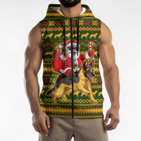 Awesome German Shepherd Dog Santa Claus Christmas Sleeveless Zip Hoodie Xmas Holiday Patterns - Wonder Print Shop