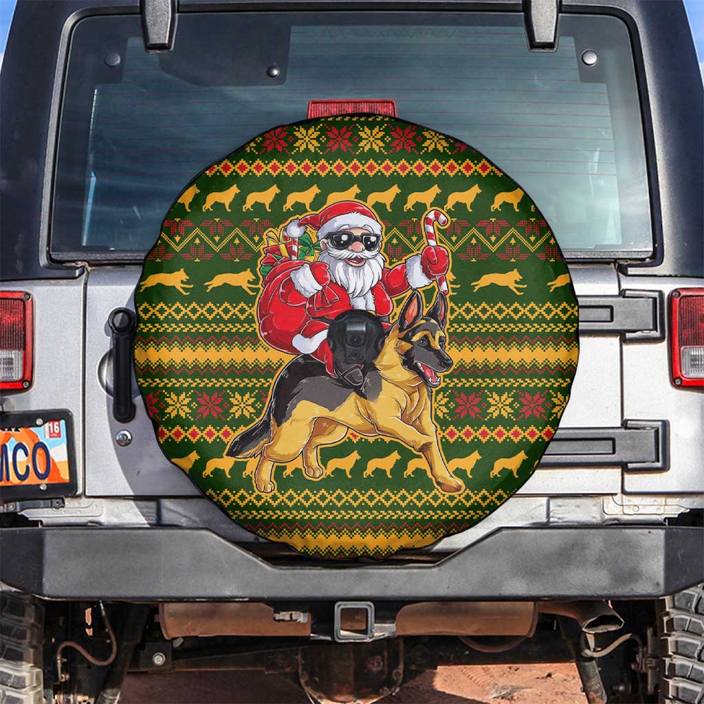 Awesome German Shepherd Dog Santa Claus Christmas Spare Tire Cover Xmas Holiday Patterns - Wonder Print Shop