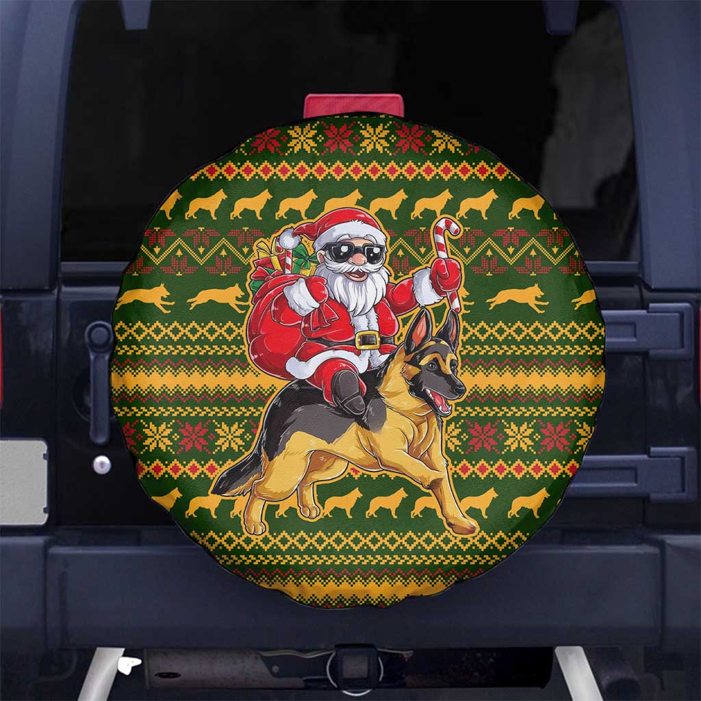Awesome German Shepherd Dog Santa Claus Christmas Spare Tire Cover Xmas Holiday Patterns - Wonder Print Shop