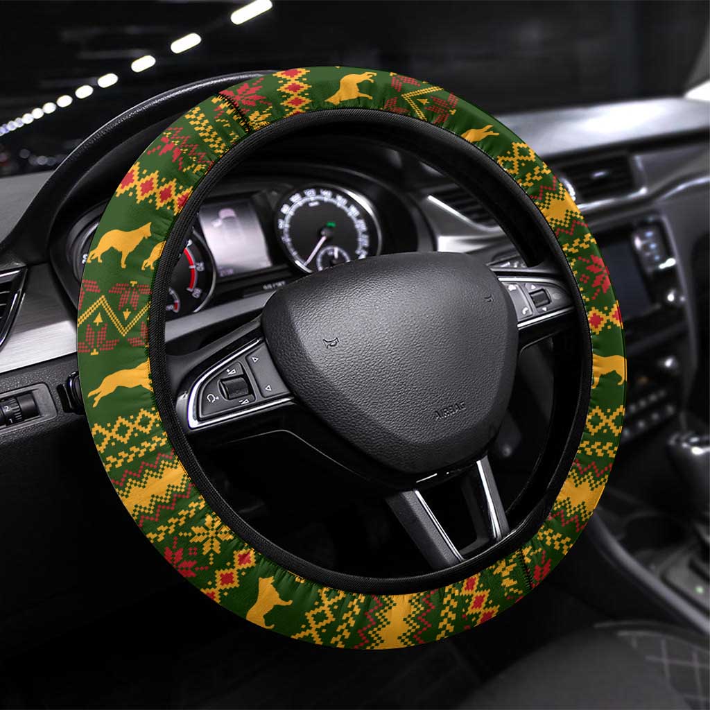 Awesome German Shepherd Dog Santa Claus Christmas Steering Wheel Cover Xmas Holiday Patterns - Wonder Print Shop