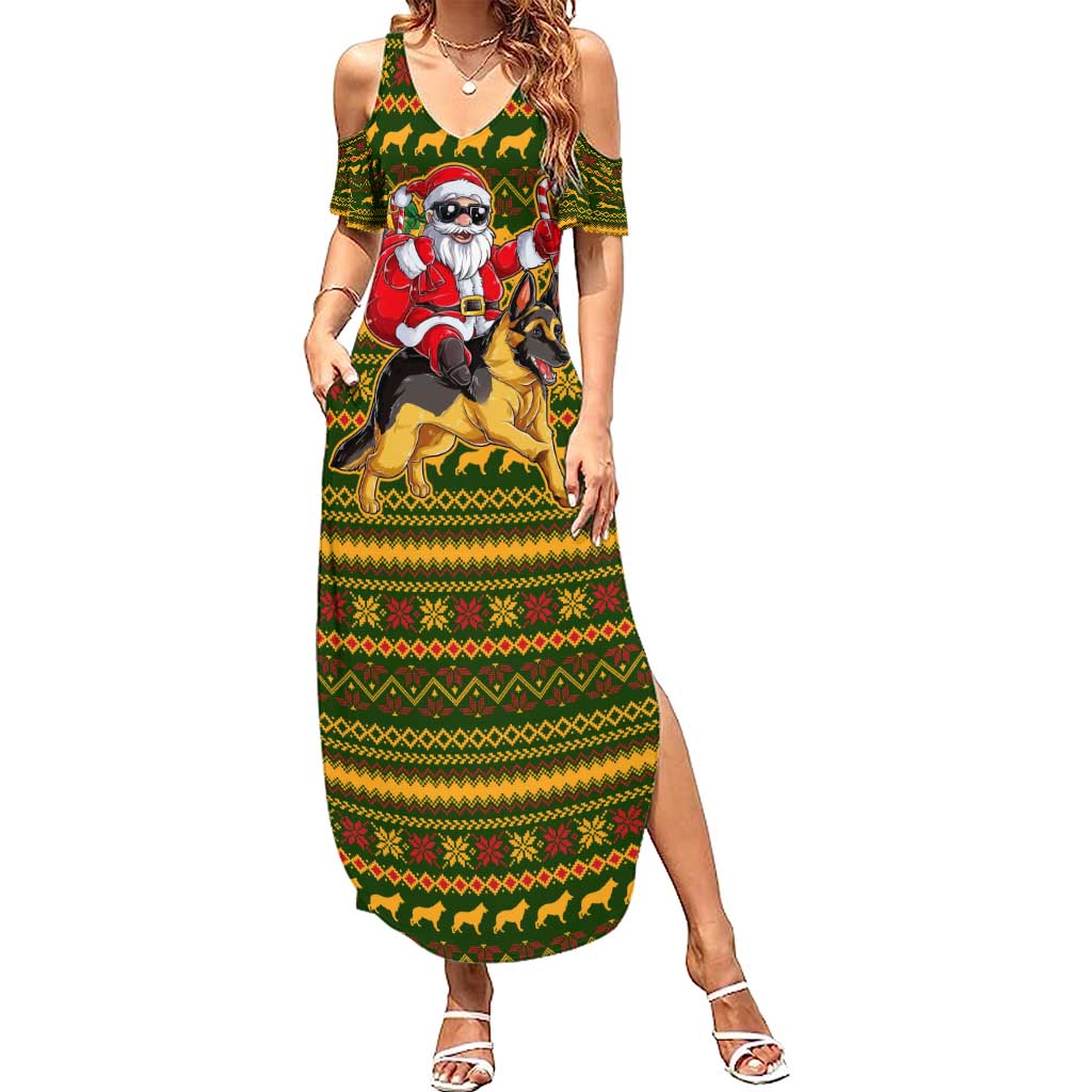 Awesome German Shepherd Dog Santa Claus Christmas Summer Maxi Dress Xmas Holiday Patterns - Wonder Print Shop