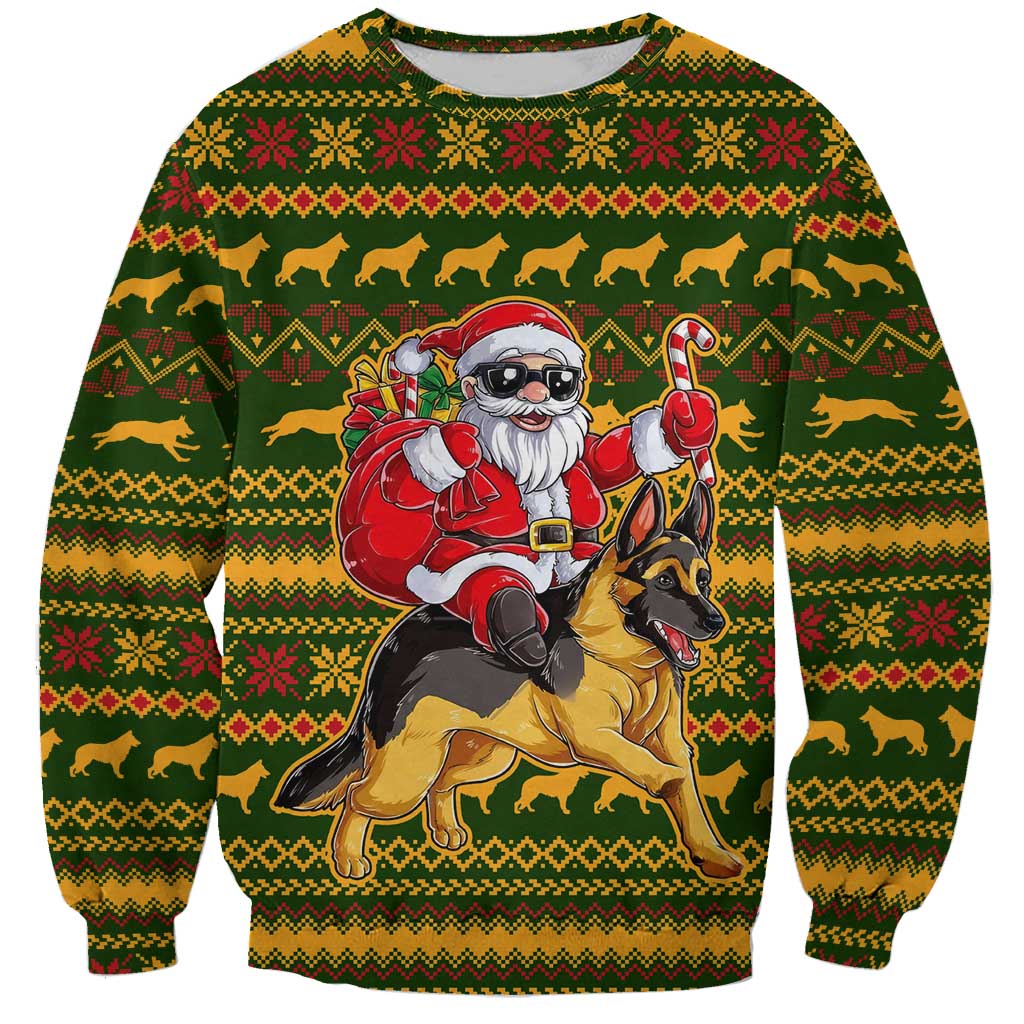 Awesome German Shepherd Dog Santa Claus Christmas Sweatshirt Xmas Holiday Patterns - Wonder Print Shop