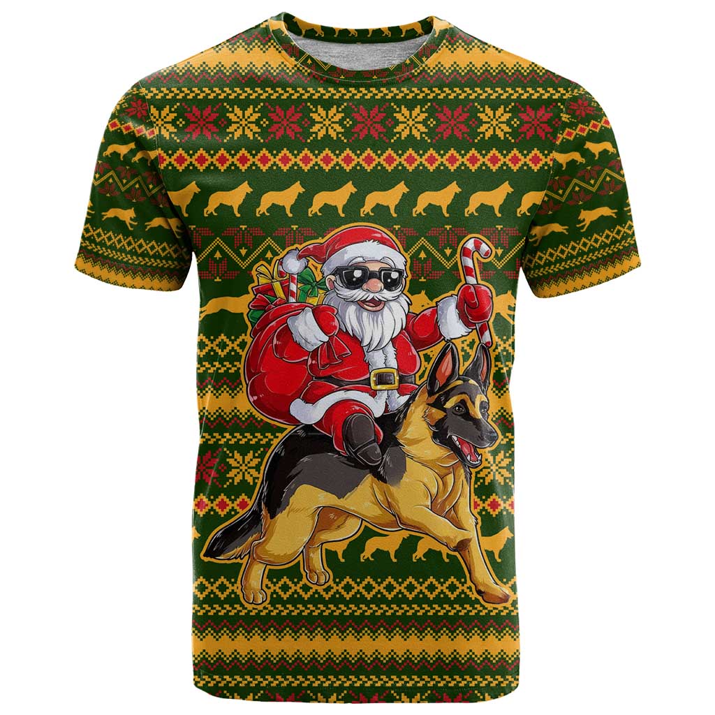 Awesome German Shepherd Dog Santa Claus Christmas T Shirt Xmas Holiday Patterns - Wonder Print Shop
