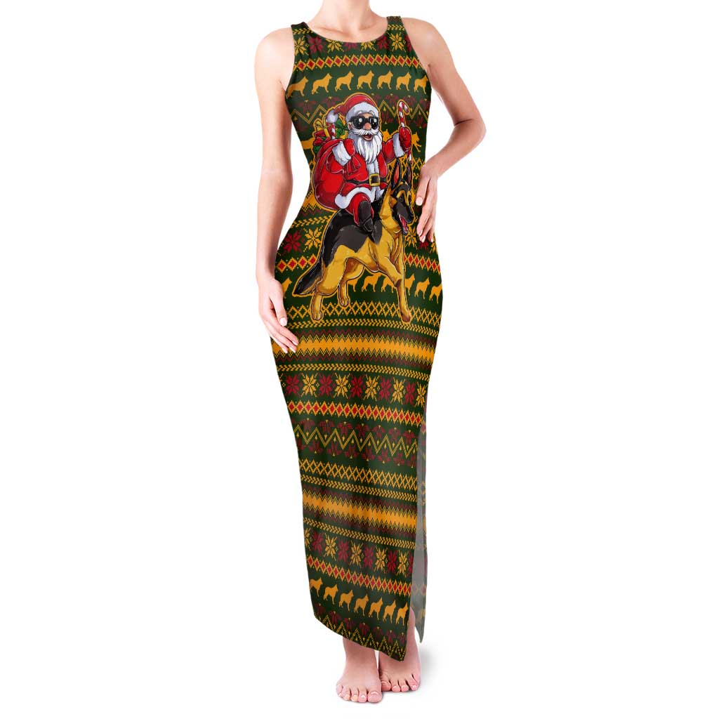 Awesome German Shepherd Dog Santa Claus Christmas Tank Maxi Dress Xmas Holiday Patterns - Wonder Print Shop