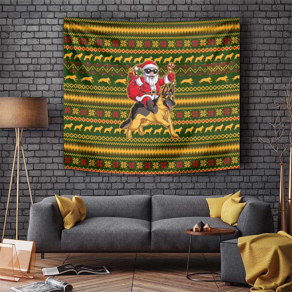 Awesome German Shepherd Dog Santa Claus Christmas Tapestry Xmas Holiday Patterns - Wonder Print Shop