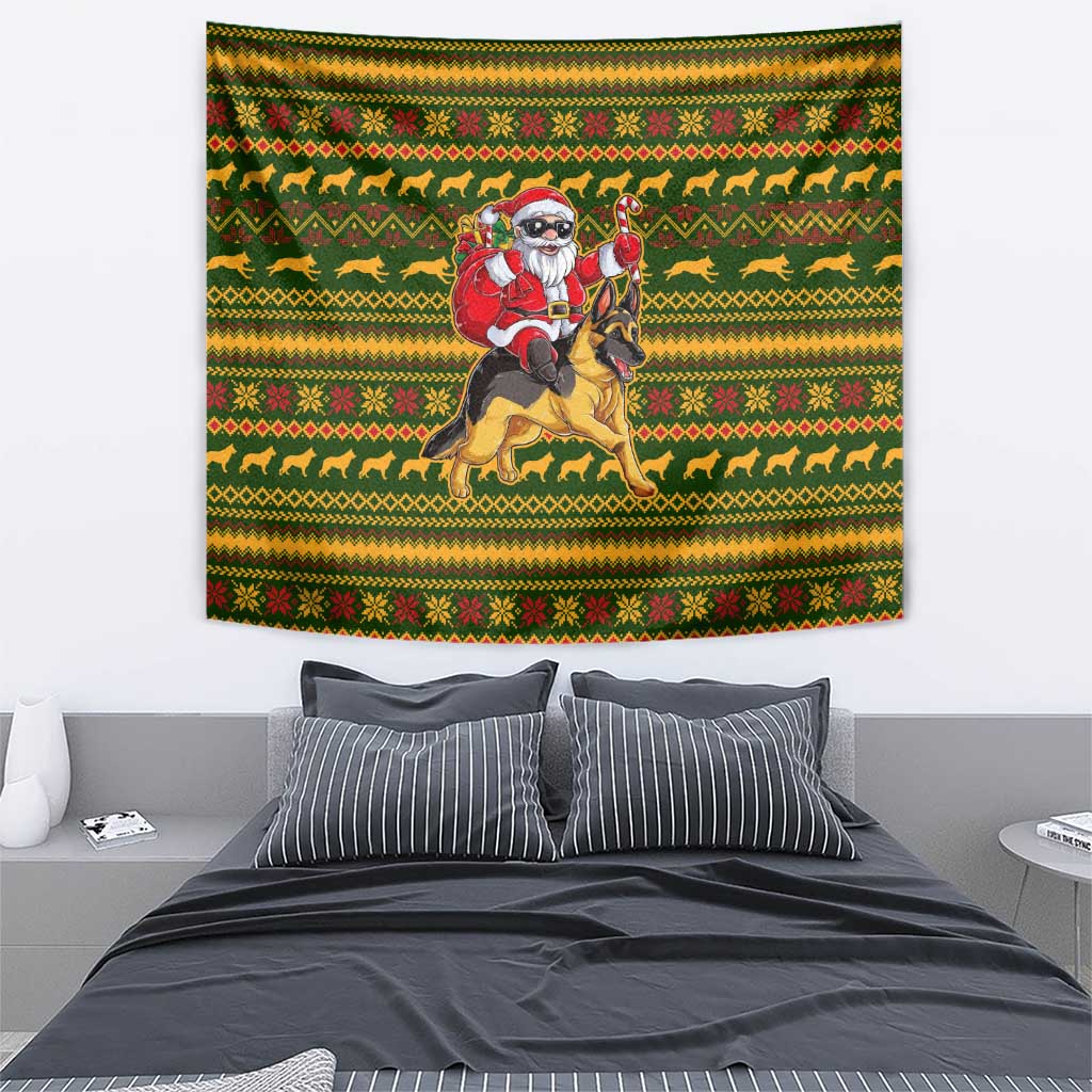 Awesome German Shepherd Dog Santa Claus Christmas Tapestry Xmas Holiday Patterns - Wonder Print Shop