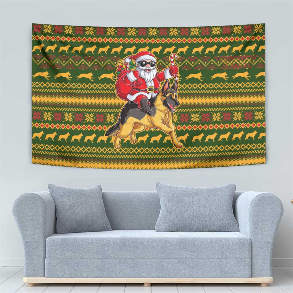 Awesome German Shepherd Dog Santa Claus Christmas Tapestry Xmas Holiday Patterns - Wonder Print Shop