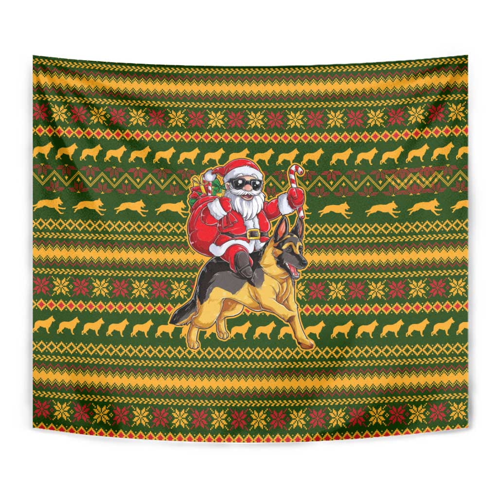 Awesome German Shepherd Dog Santa Claus Christmas Tapestry Xmas Holiday Patterns - Wonder Print Shop