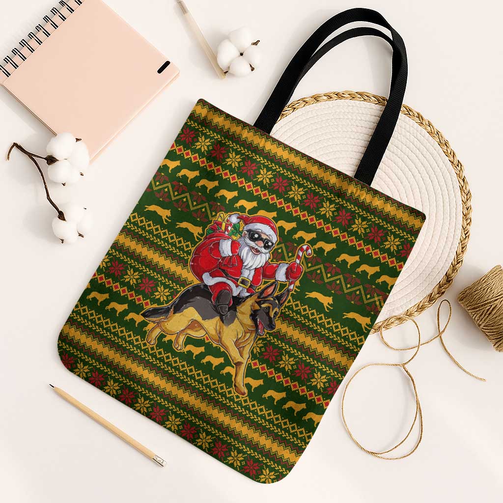 Awesome German Shepherd Dog Santa Claus Christmas Tote Bag Xmas Holiday Patterns - Wonder Print Shop