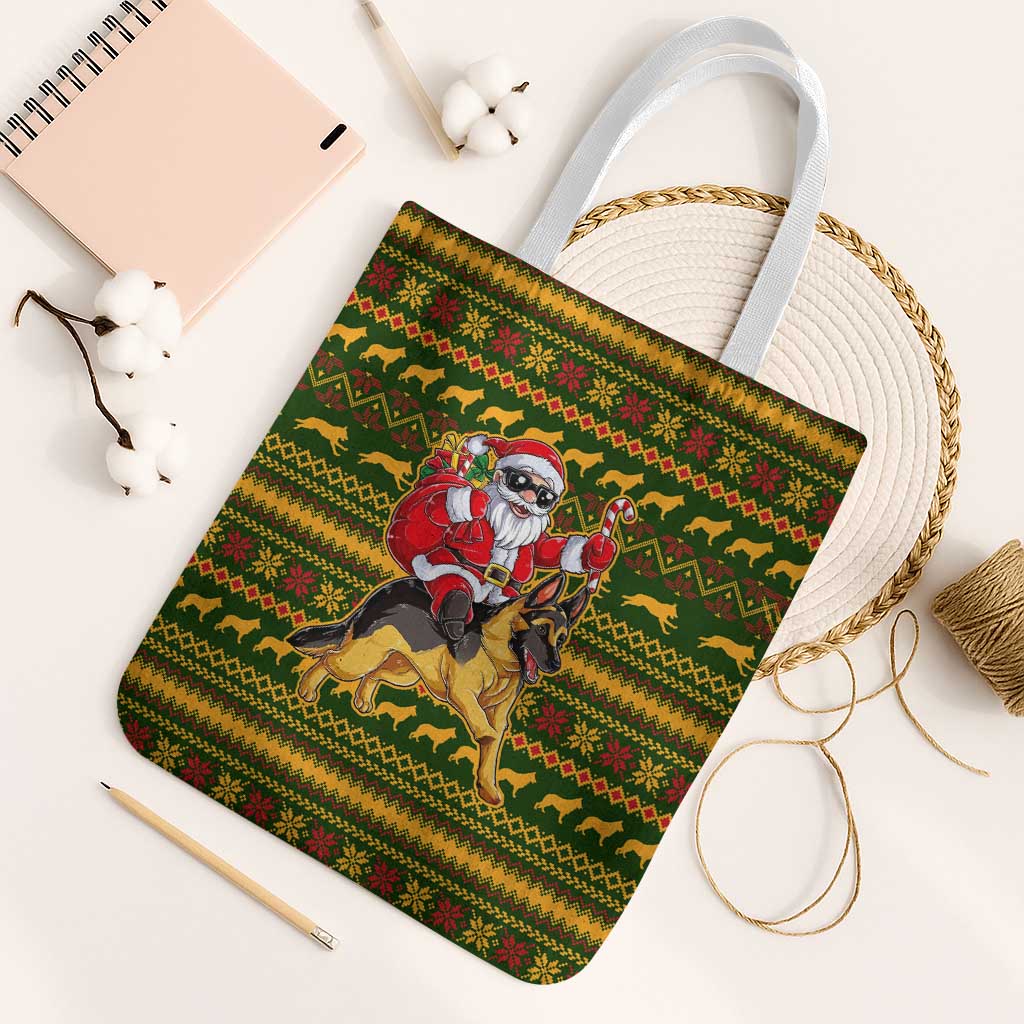 Awesome German Shepherd Dog Santa Claus Christmas Tote Bag Xmas Holiday Patterns - Wonder Print Shop
