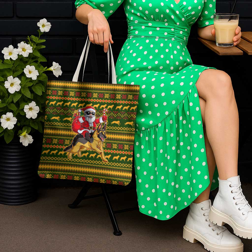 Awesome German Shepherd Dog Santa Claus Christmas Tote Bag Xmas Holiday Patterns - Wonder Print Shop