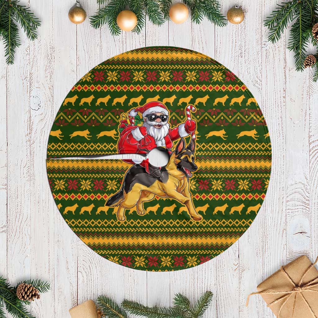 Awesome German Shepherd Dog Santa Claus Christmas Tree Skirt Xmas Holiday Patterns - Wonder Print Shop