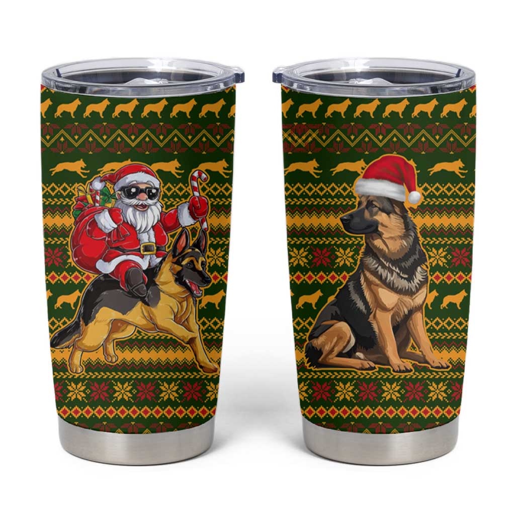 Awesome German Shepherd Dog Santa Claus Christmas Tumbler Cup Xmas Holiday Patterns - Wonder Print Shop