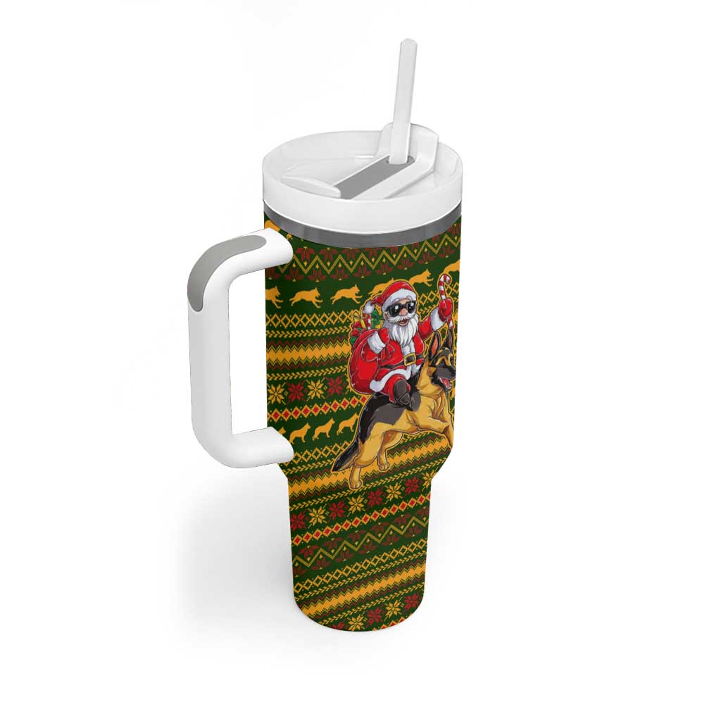 Awesome German Shepherd Dog Santa Claus Christmas Tumbler With Handle Xmas Holiday Patterns - Wonder Print Shop