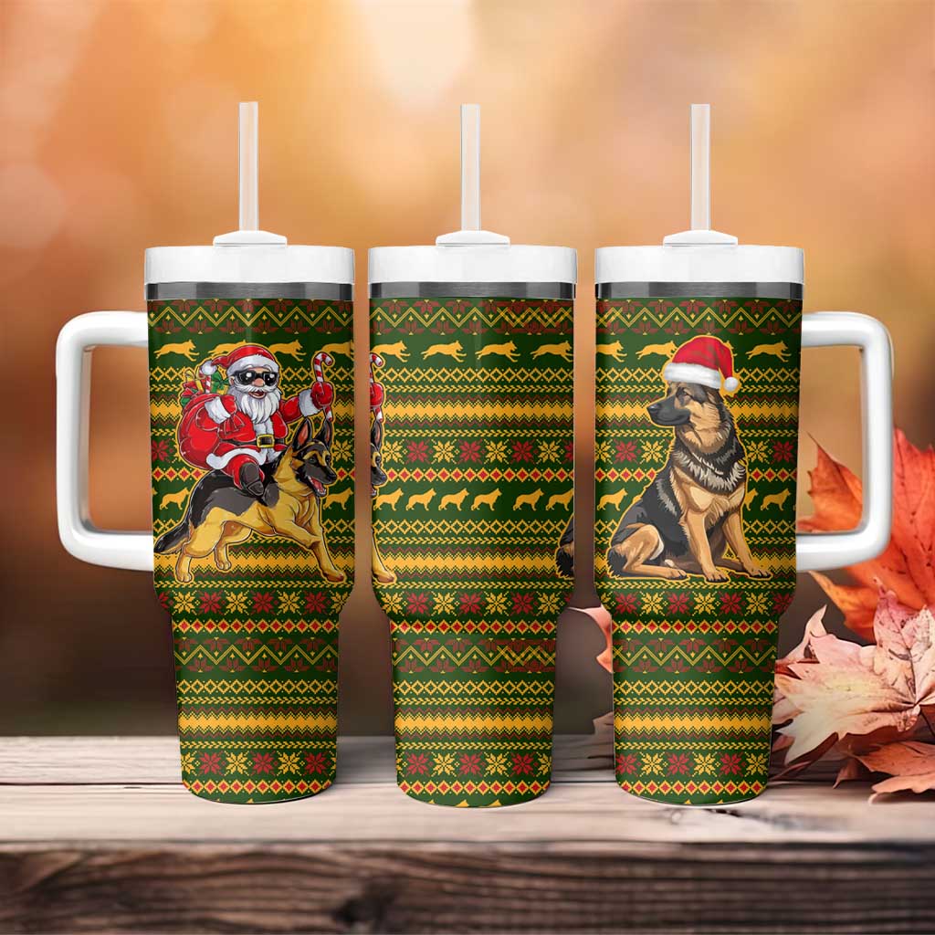 Awesome German Shepherd Dog Santa Claus Christmas Tumbler With Handle Xmas Holiday Patterns - Wonder Print Shop