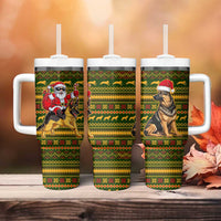 Awesome German Shepherd Dog Santa Claus Christmas Tumbler With Handle Xmas Holiday Patterns - Wonder Print Shop