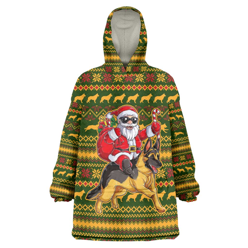 Awesome German Shepherd Dog Santa Claus Christmas Wearable Blanket Hoodie Xmas Holiday Patterns - Wonder Print Shop