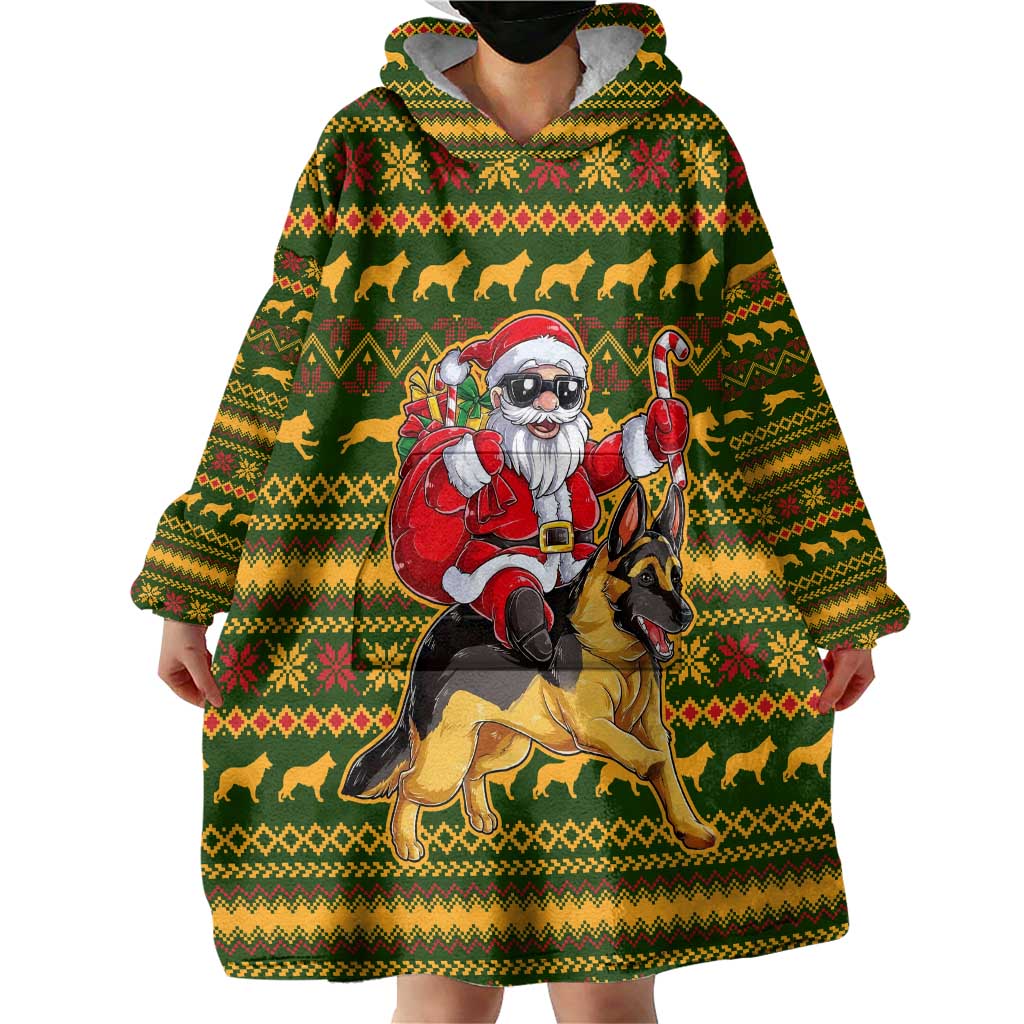 Awesome German Shepherd Dog Santa Claus Christmas Wearable Blanket Hoodie Xmas Holiday Patterns - Wonder Print Shop