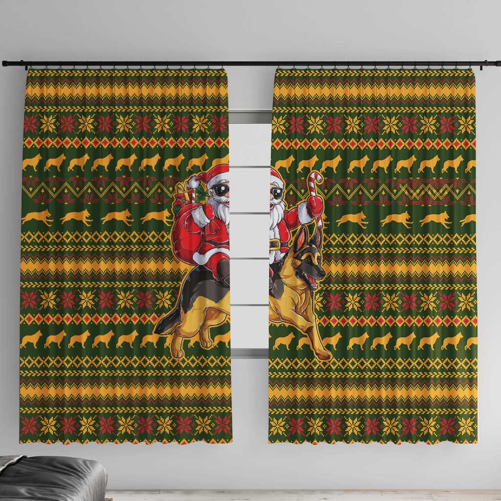 Awesome German Shepherd Dog Santa Claus Christmas Window Curtain Xmas Holiday Patterns - Wonder Print Shop