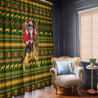 Awesome German Shepherd Dog Santa Claus Christmas Window Curtain Xmas Holiday Patterns - Wonder Print Shop