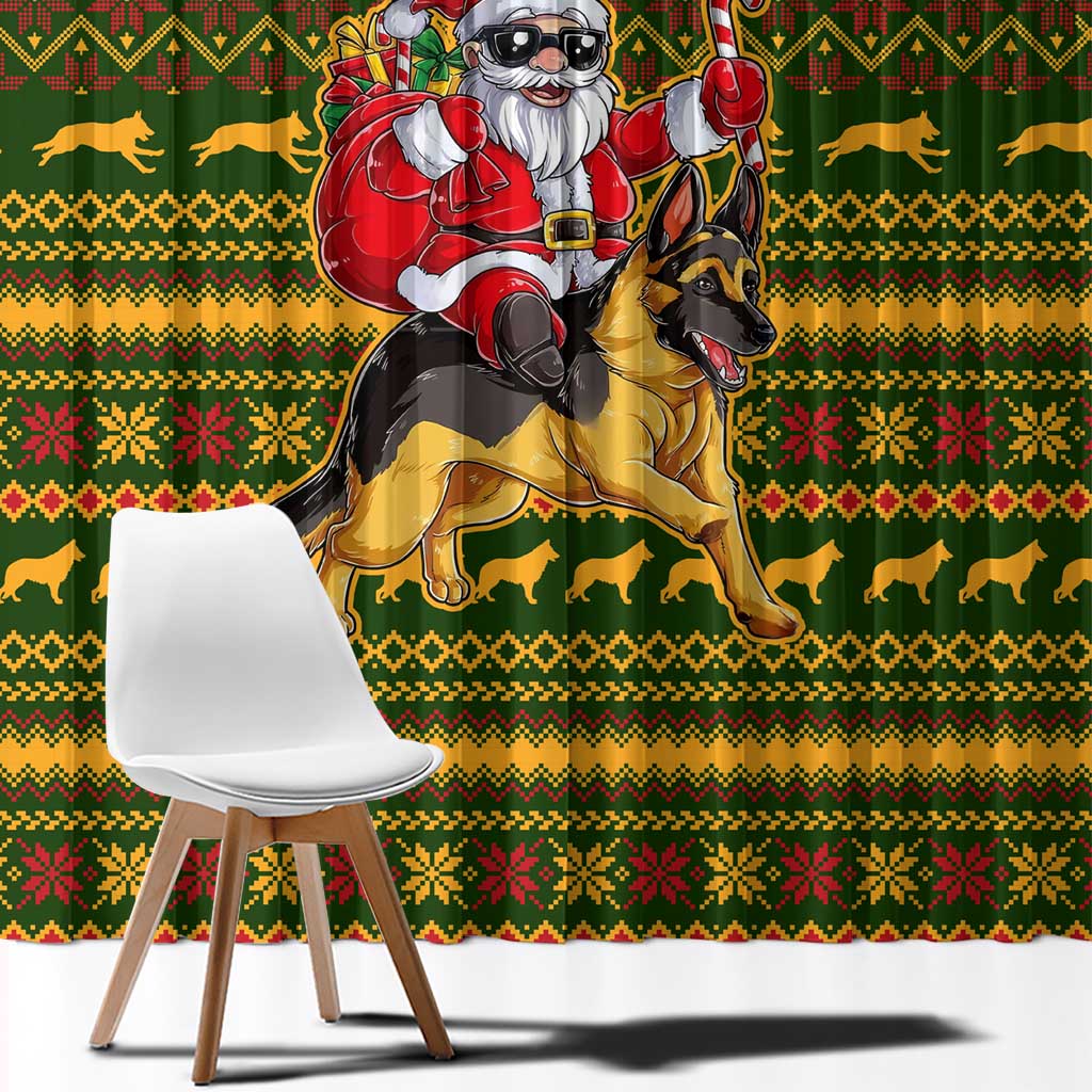 Awesome German Shepherd Dog Santa Claus Christmas Window Curtain Xmas Holiday Patterns - Wonder Print Shop