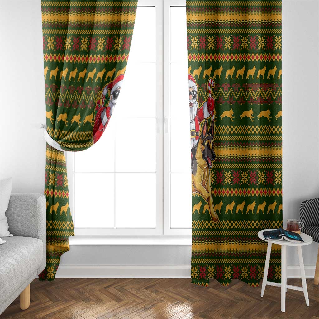 Awesome German Shepherd Dog Santa Claus Christmas Window Curtain Xmas Holiday Patterns - Wonder Print Shop