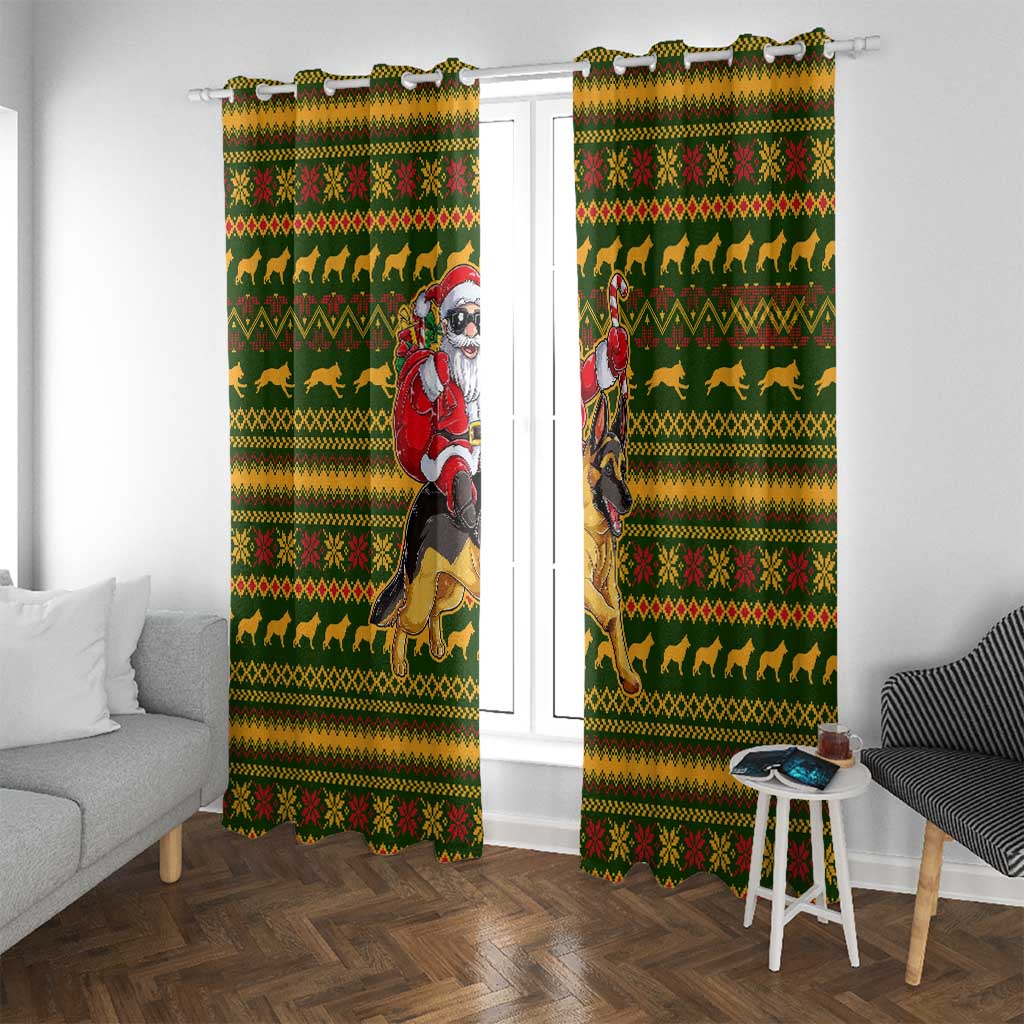 Awesome German Shepherd Dog Santa Claus Christmas Window Curtain Xmas Holiday Patterns - Wonder Print Shop