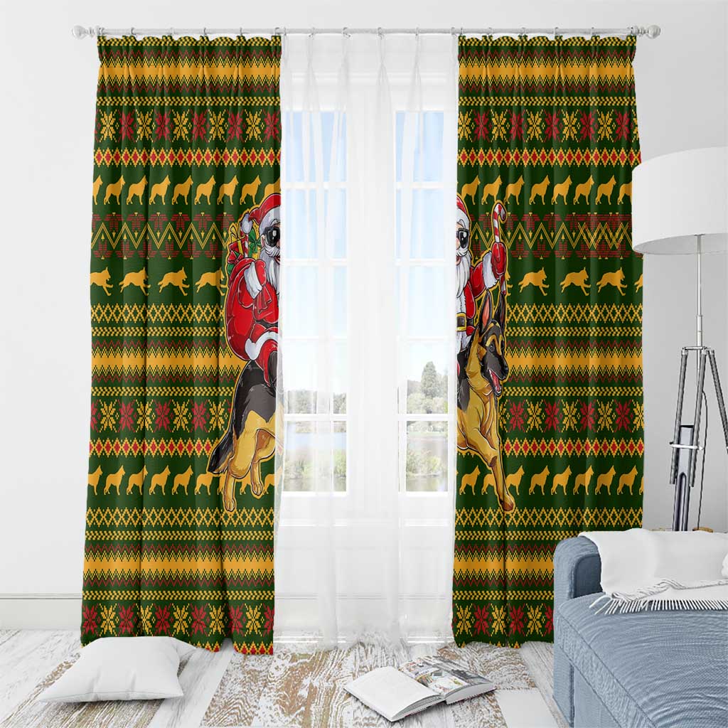 Awesome German Shepherd Dog Santa Claus Christmas Window Curtain Xmas Holiday Patterns - Wonder Print Shop
