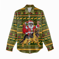 Awesome German Shepherd Dog Santa Claus Christmas Women Casual Shirt Xmas Holiday Patterns - Wonder Print Shop